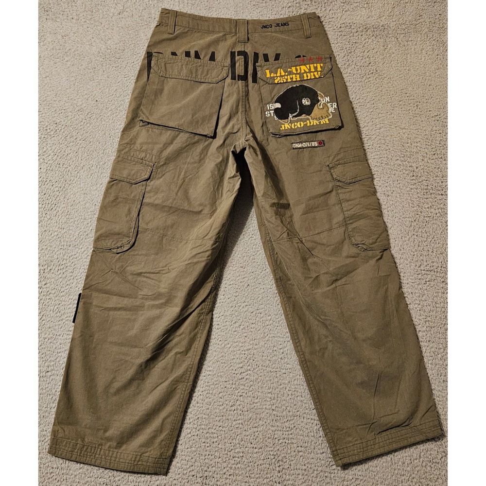 JNCO Jeans LA Unit 25th Div Cargo Pants Mens 32x30 Green Wide Leg M1906SFC